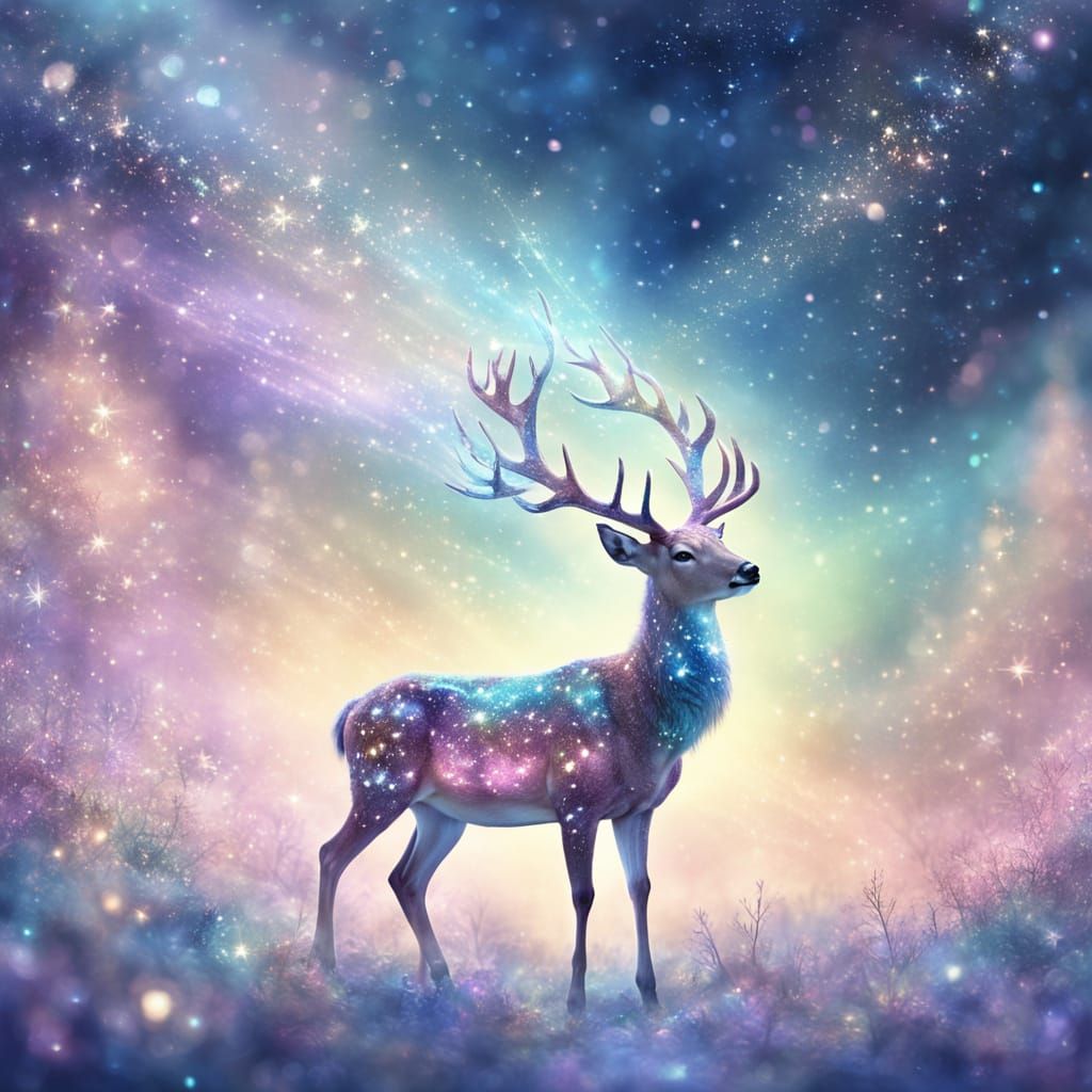 Ein Hirsch aus Sternenstaub und Licht