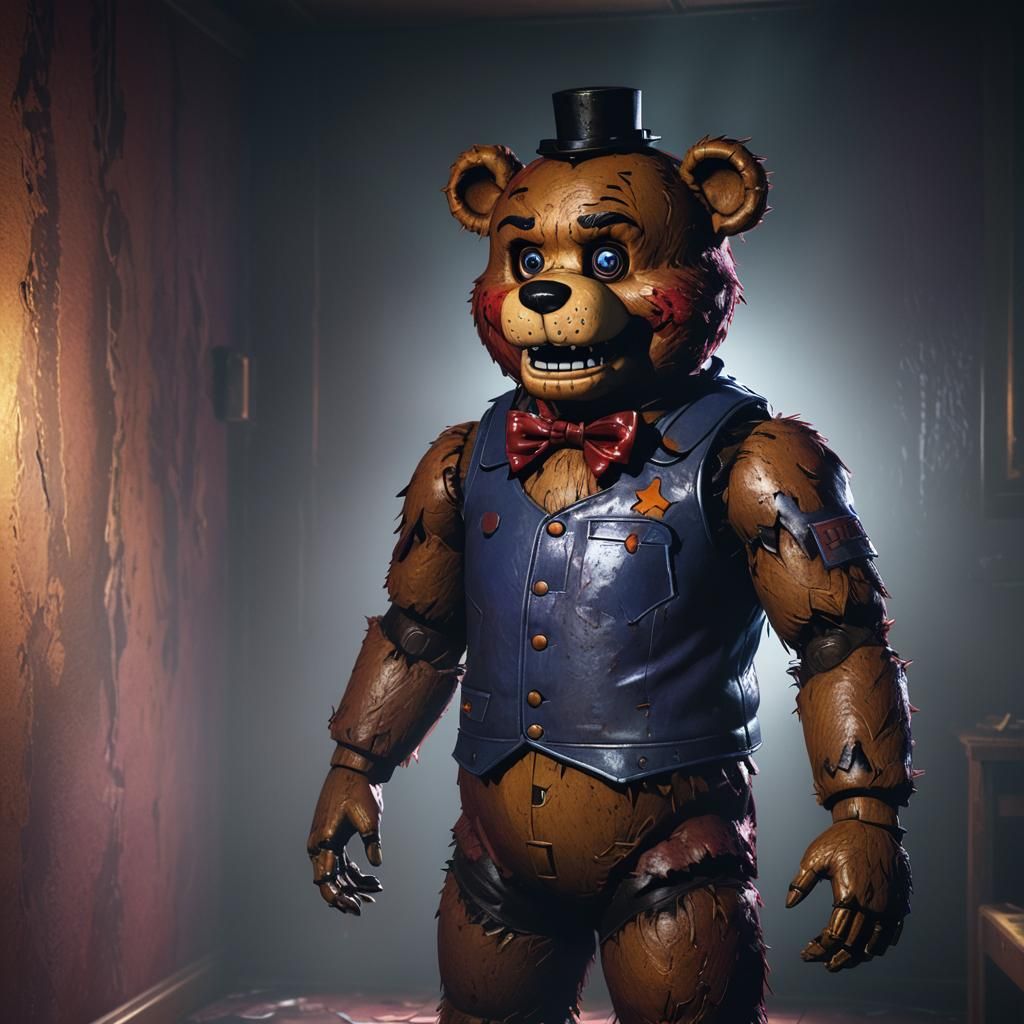 Eerie Freddy Fazbear in Hyperrealistic Digital Art