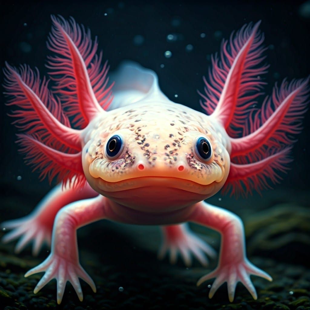 Hyper realistic axolotl.