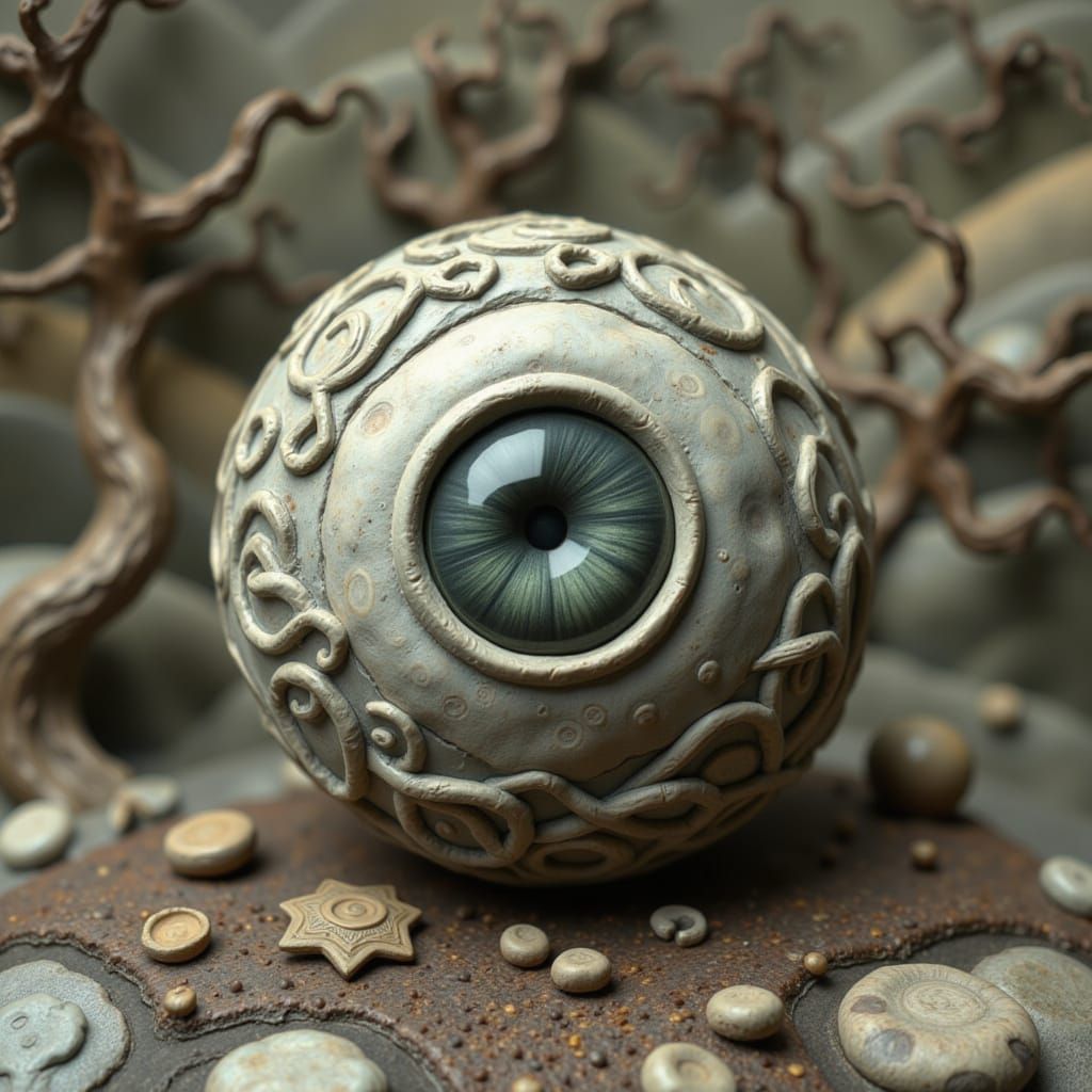 Claymation Eyeball with Celtic Knot Patterns