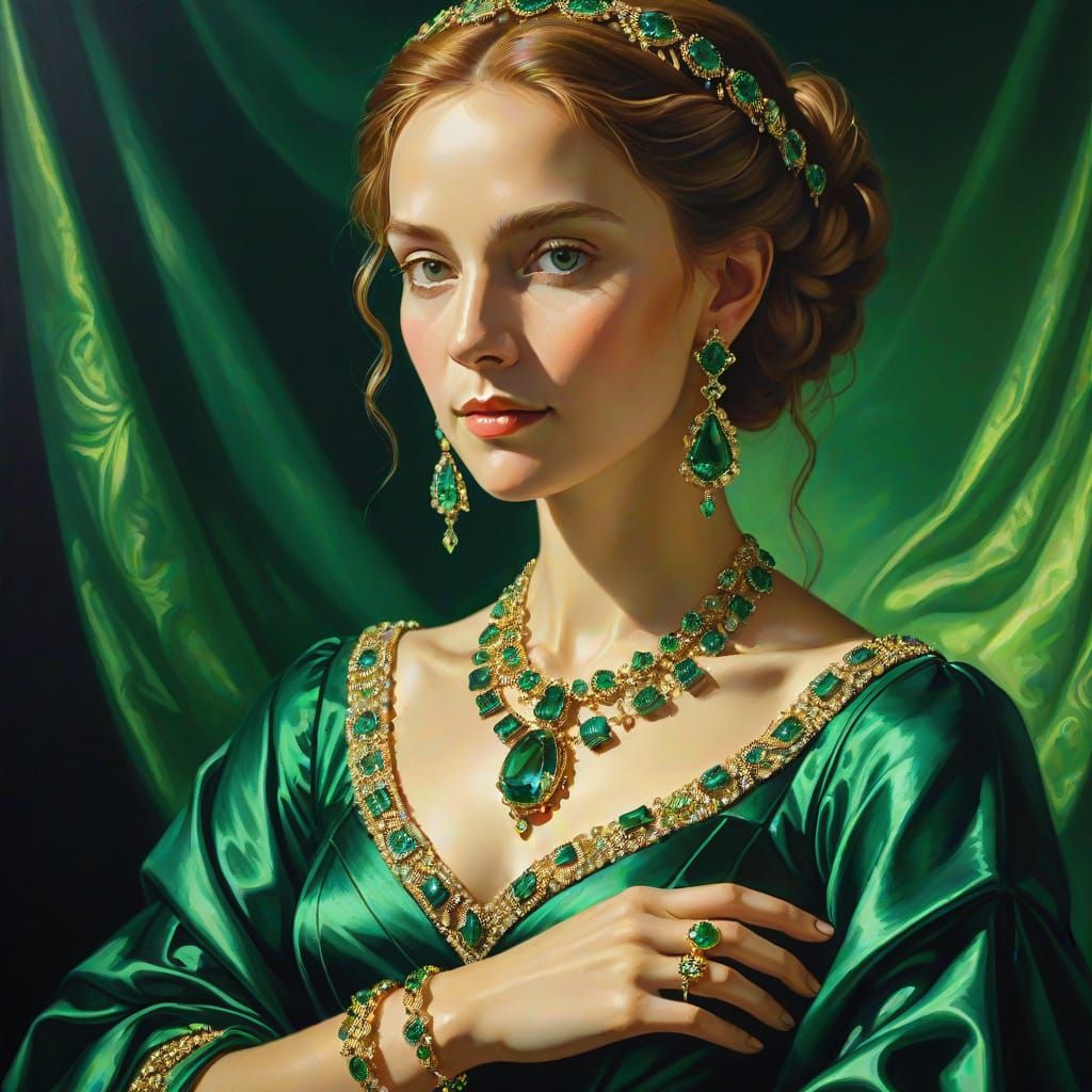 Emerald Gown: A Renaissance-Style Portrait