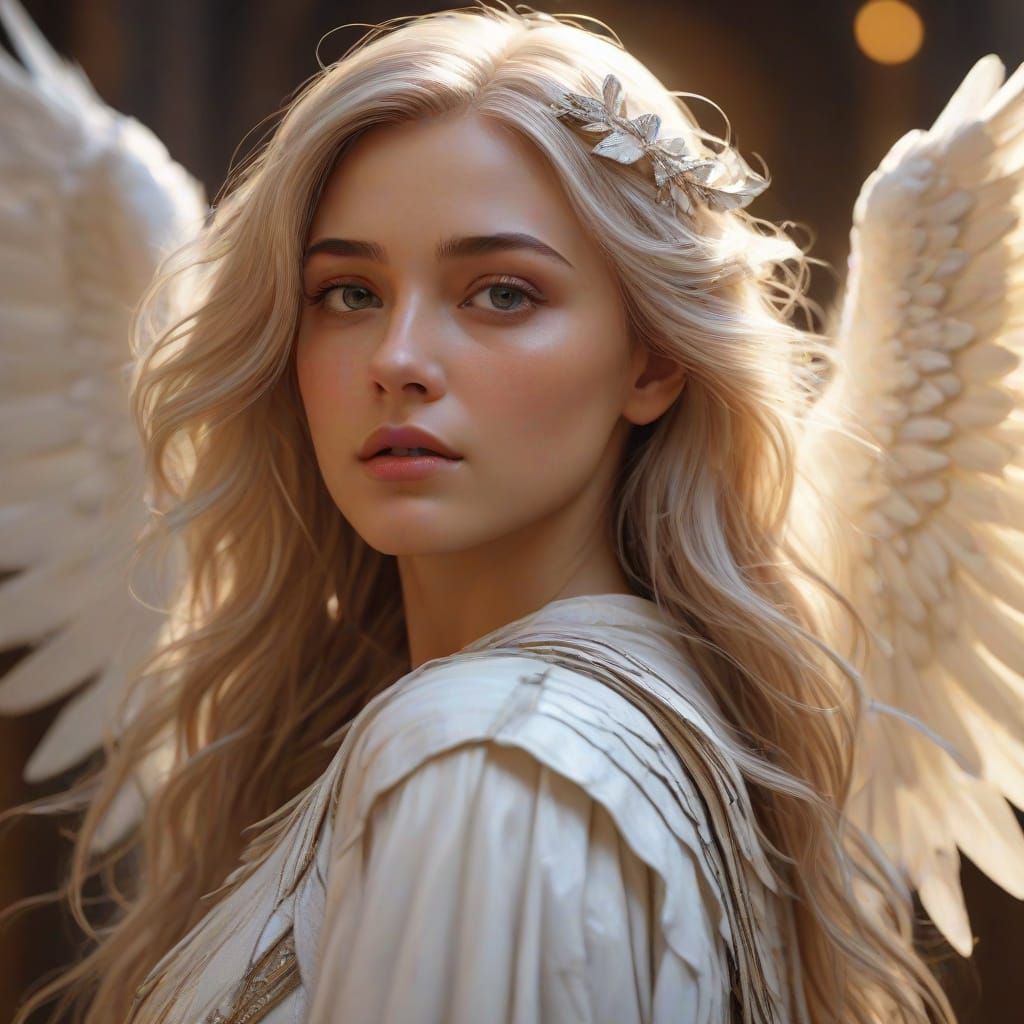 Divine Archangel with Vibrant Wings and Ethereal Glow