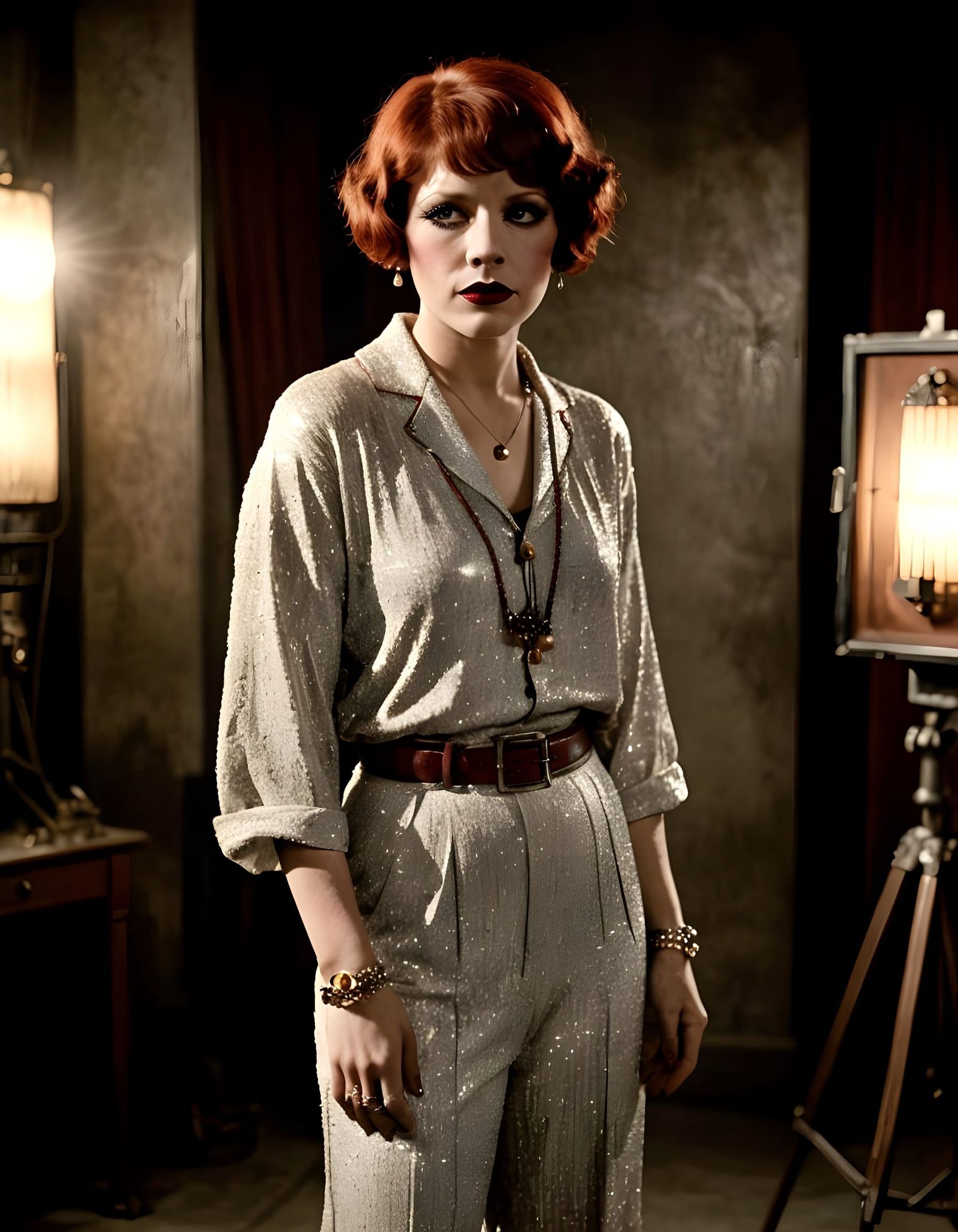 Hyperrealistic Silent Film Star on Set