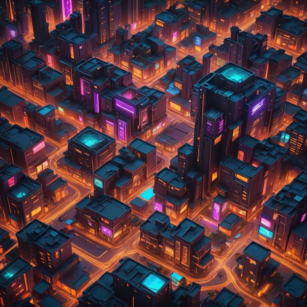Neon Night: Detailed Matte Painting in Deep Color