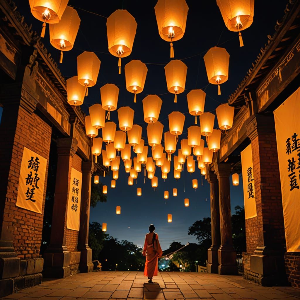 Glowing Sky Lanterns Over Chiang Mai Gate