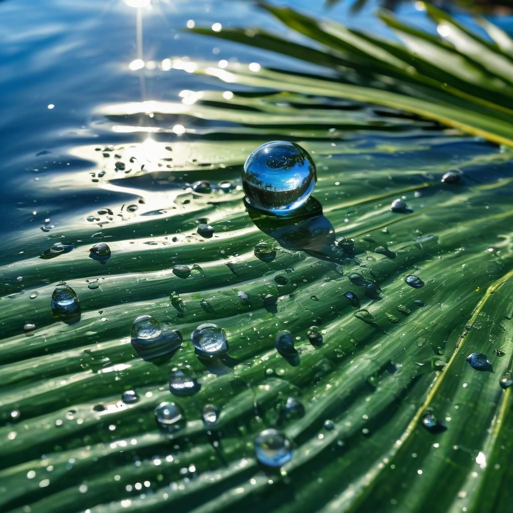 Luxurious Pool Water Droplet in Hyperrealism