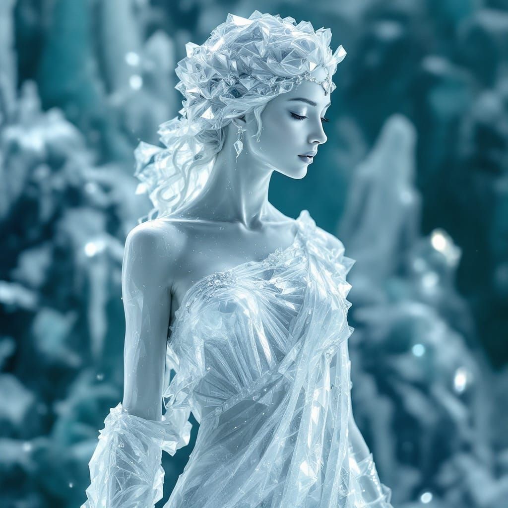 Ethereal Aquarius Goddess in Icy Grecian Beauty