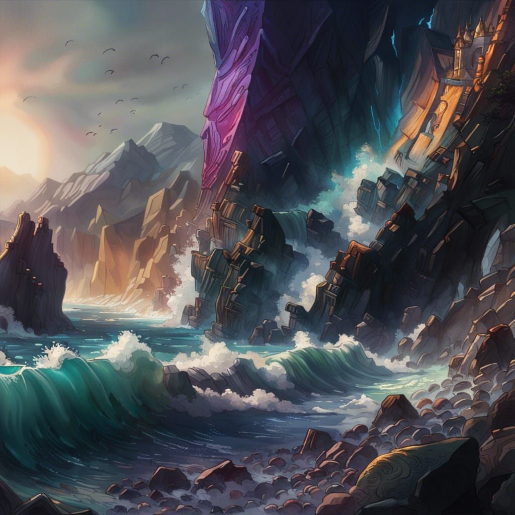 Hyperrealistic Asgard Shoreline Digital Painting
