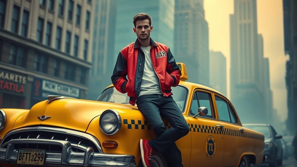 Film Noir: Young Man in Cityscape