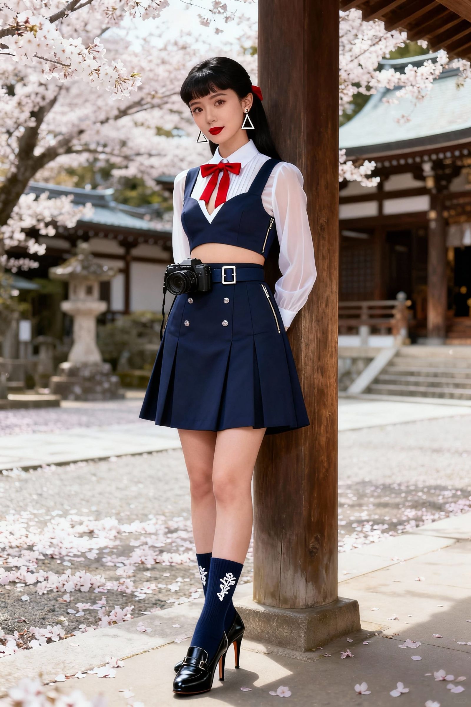Kaori in Formal Jumper Dress with Cherry Blossoms