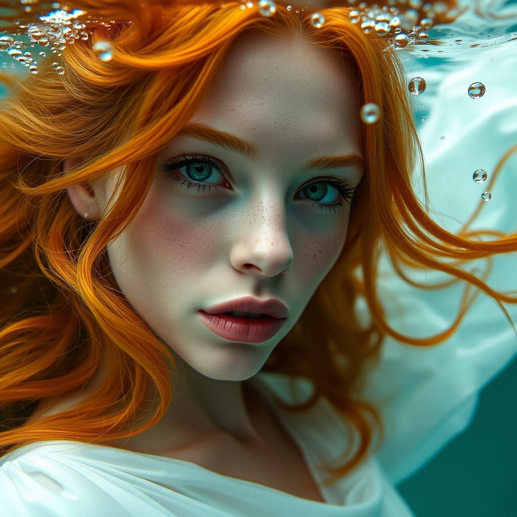 Hyperrealistic Underwater Portrait in Vibrant Colors
