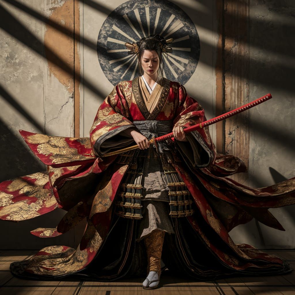 Ethereal Samurai Warrior in Baroque Style