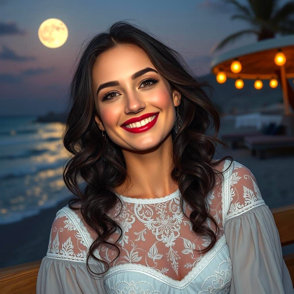 Greek Woman in Moonlight: Fantasy Art