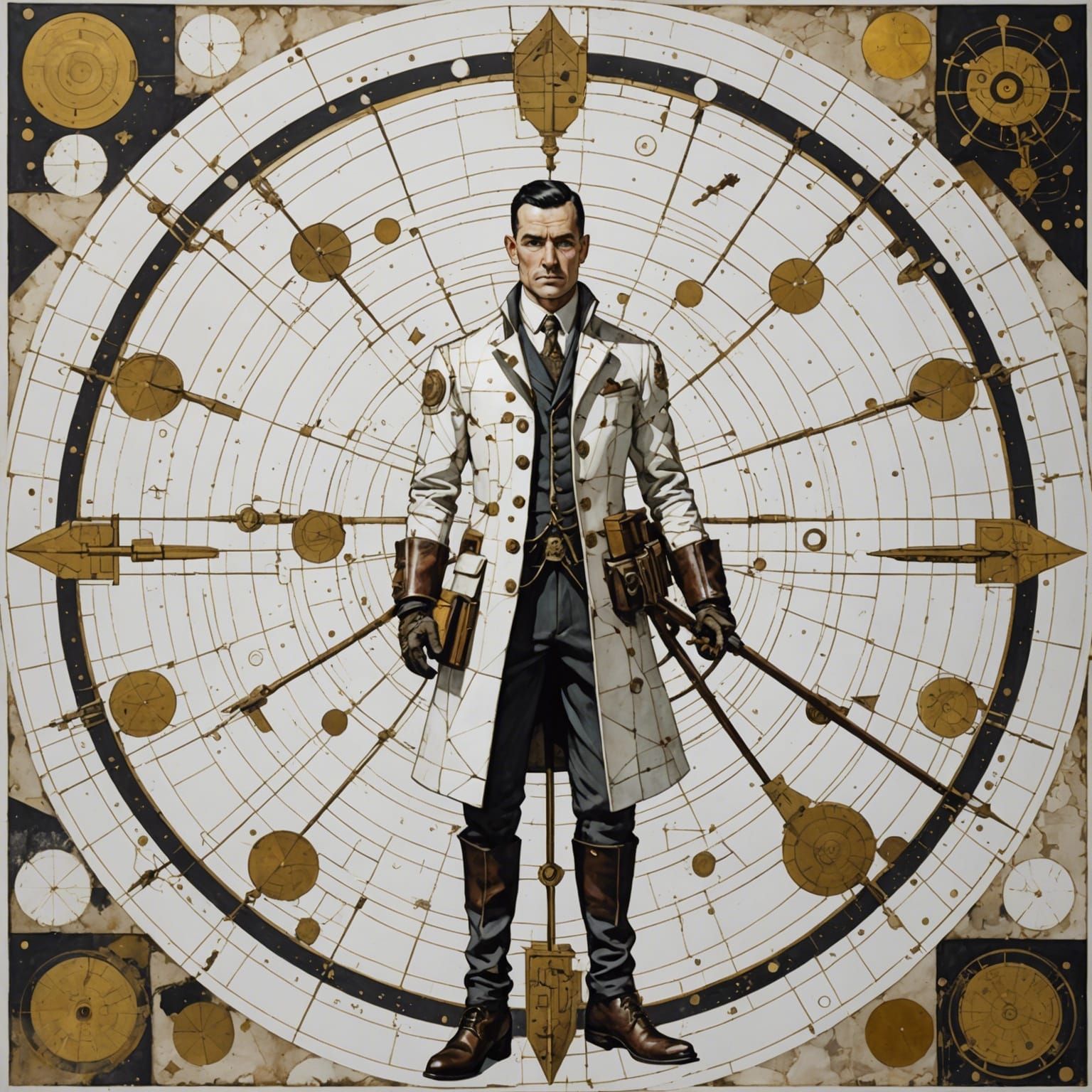 Constellation Archer on Steampunk Target, Surreal Kintsugi A...