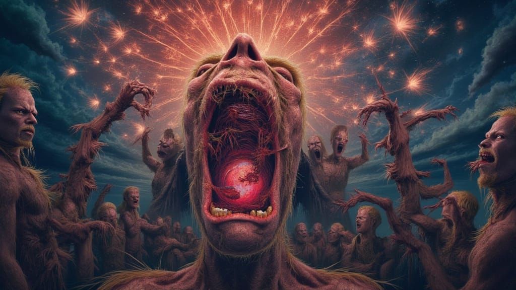 Mutating Faces in a Dreamlike Rainbow Mindscape