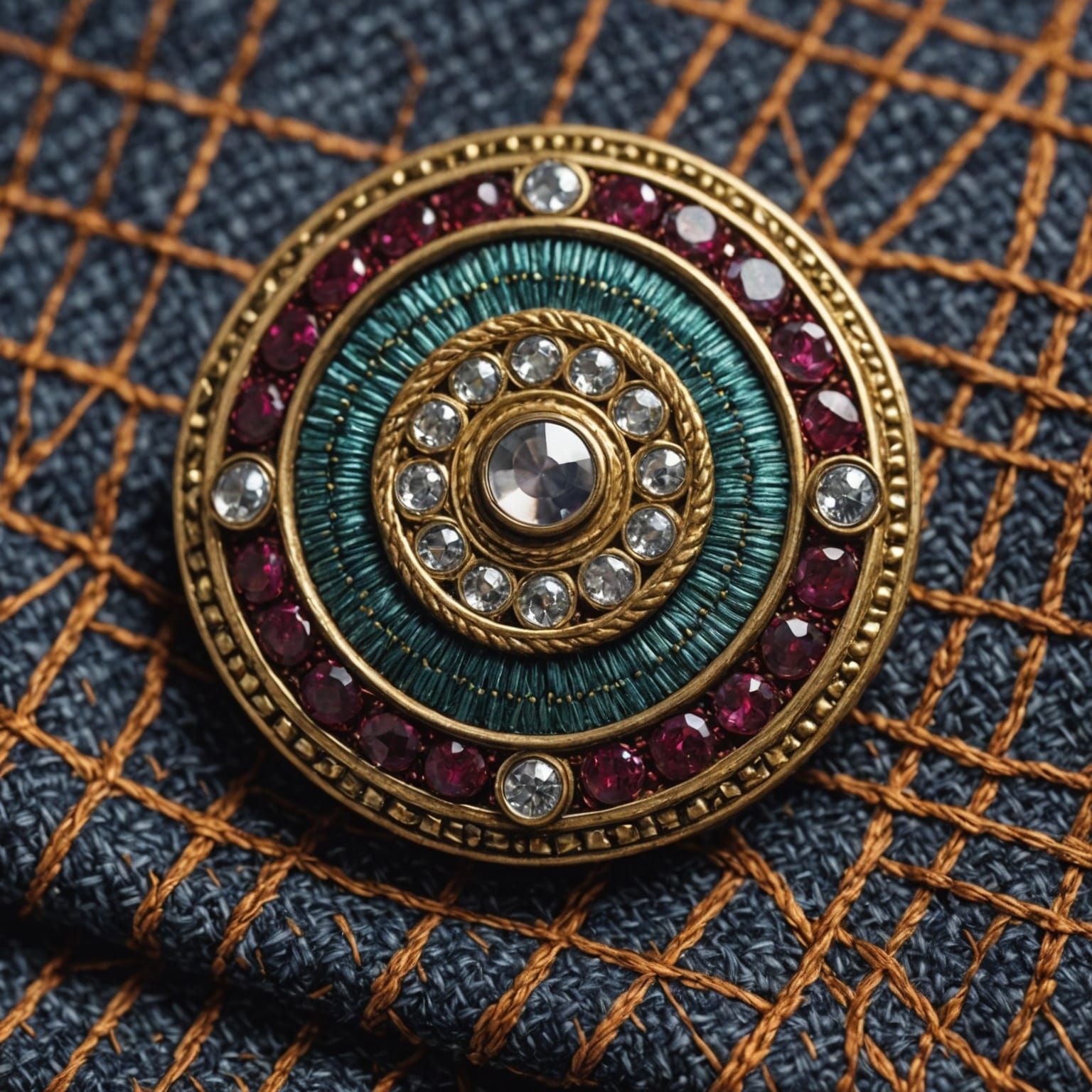 Jewel Encrusted Vintage Button on Tweed