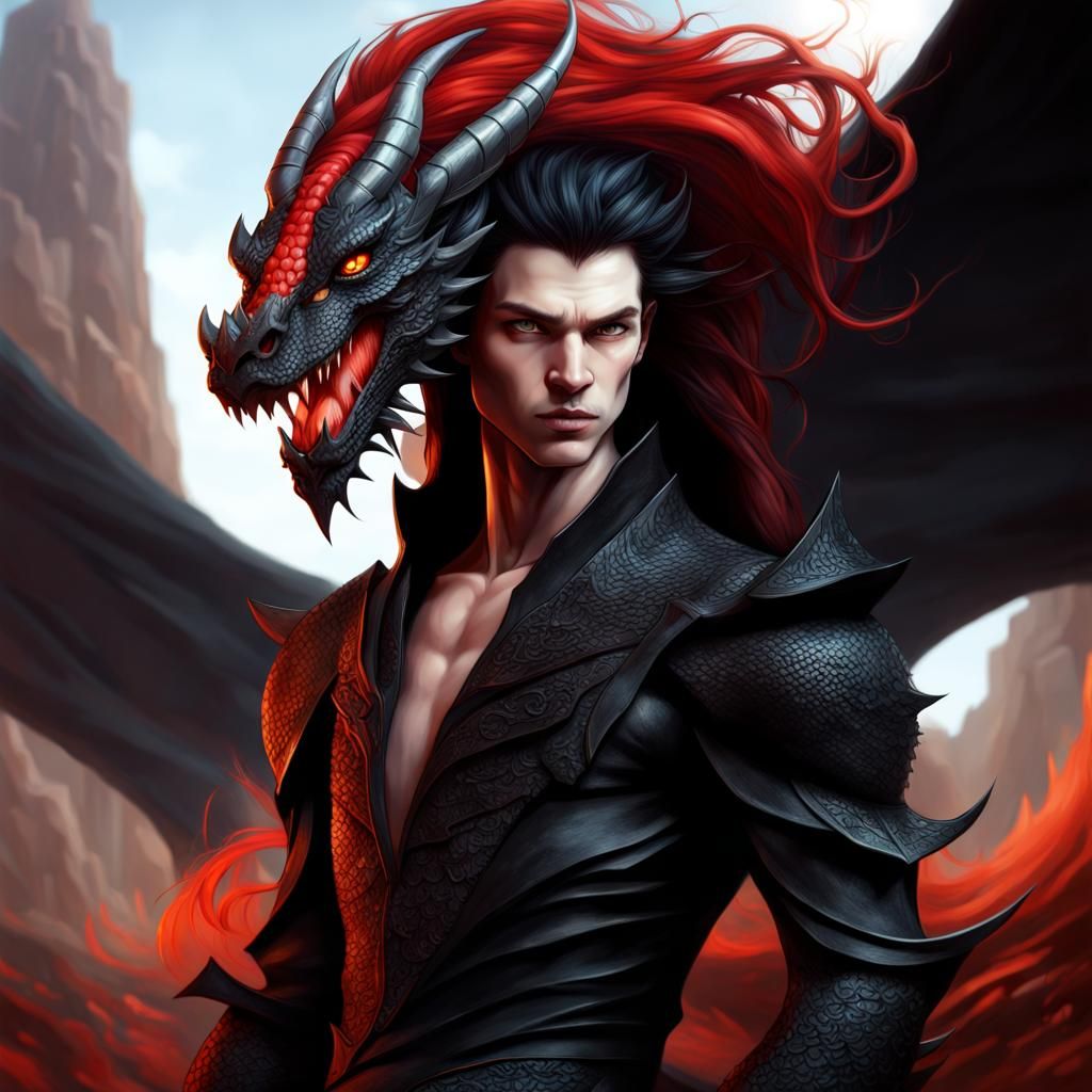 Dragon Warrior in Arena: Hyperrealistic Dark Fantasy