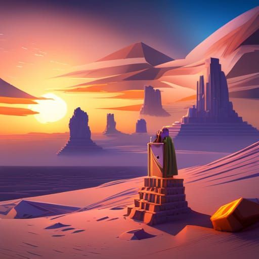 God Delivers the Ten Commandments: 3D Digital Art