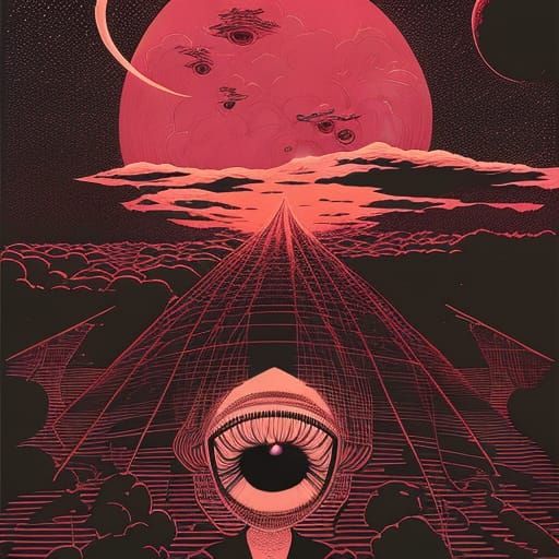 Surreal Eyes in the Sky Illustration