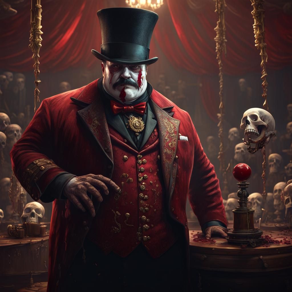 Vintage Circus Ringmaster with Bloody Axe