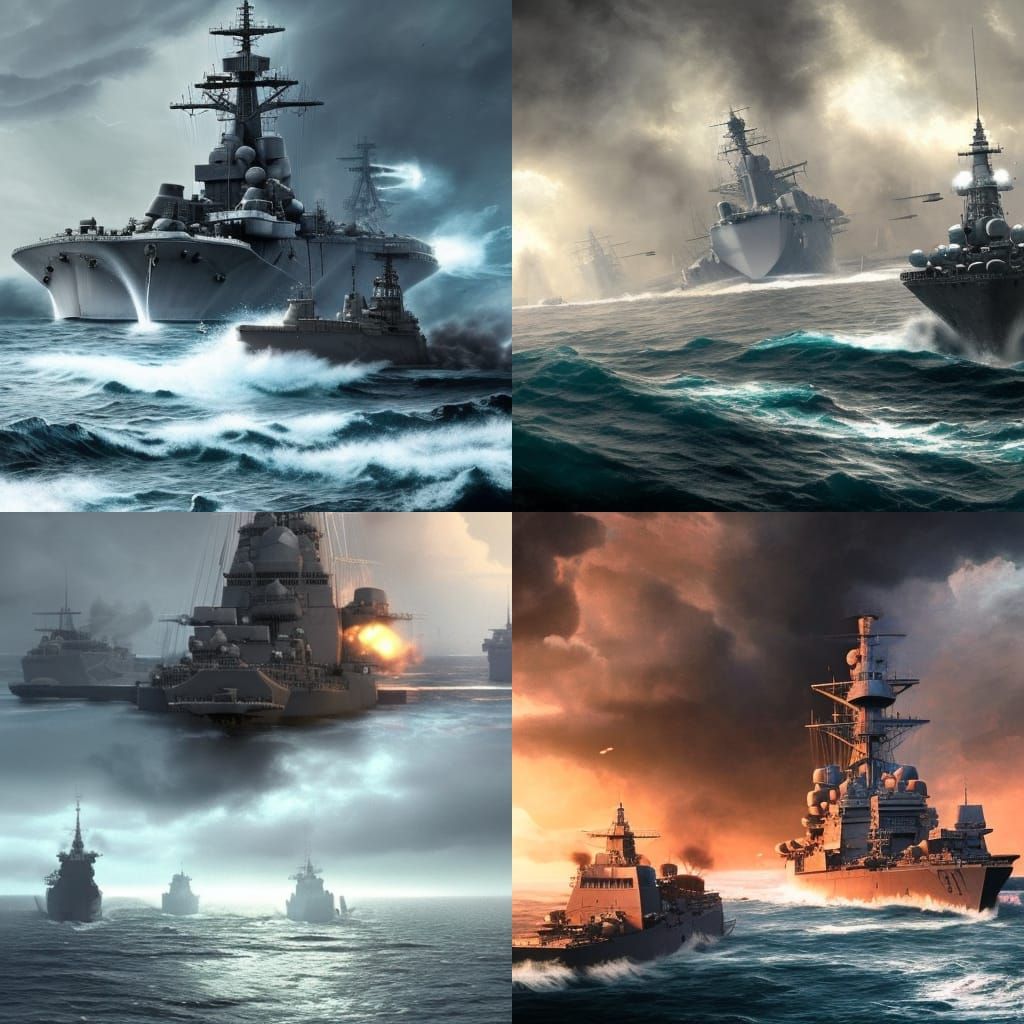 Battleship Rams Cargo Ship in Epic Digital Painting