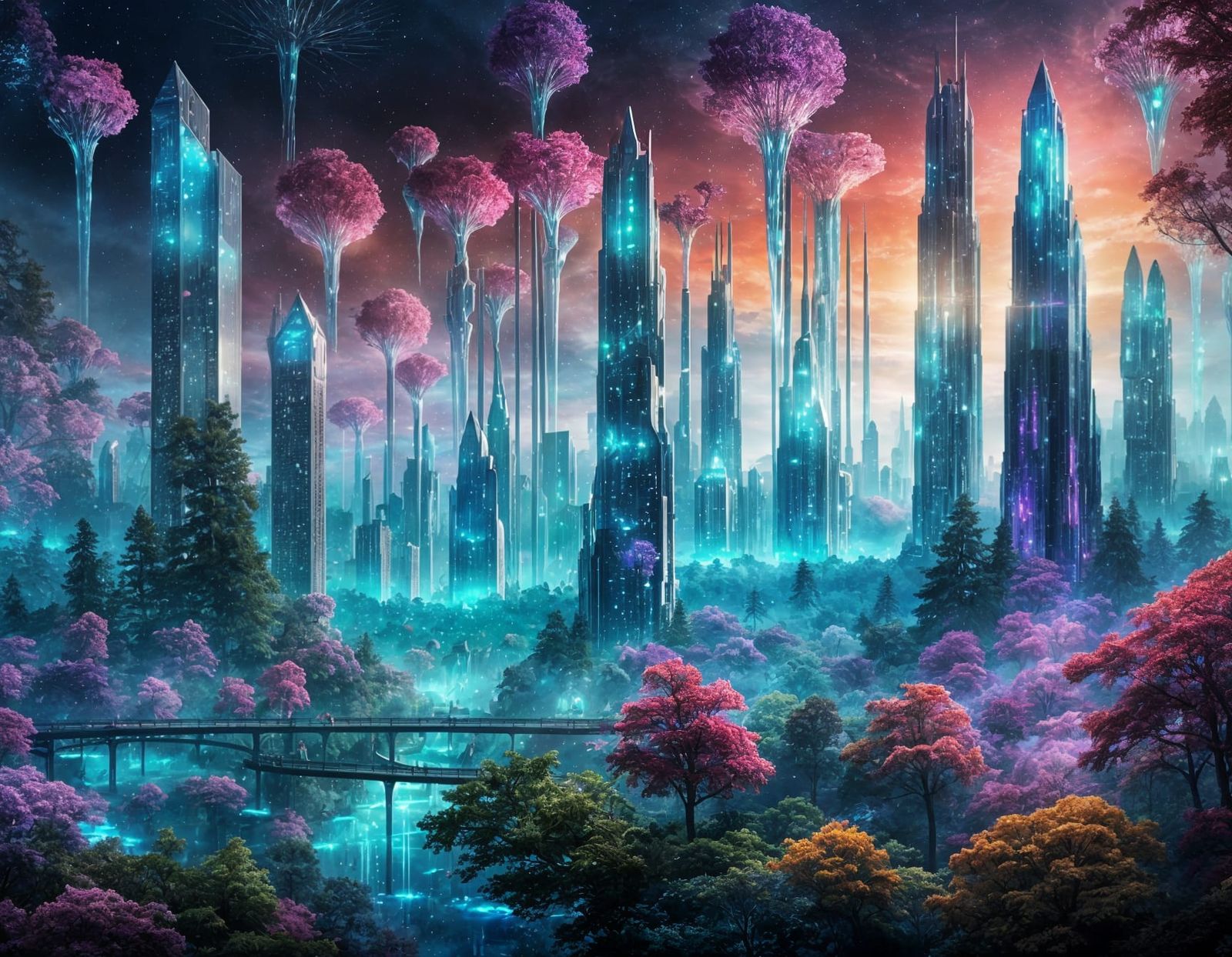 Crystal Cities and Bioluminescent Forest of the Future