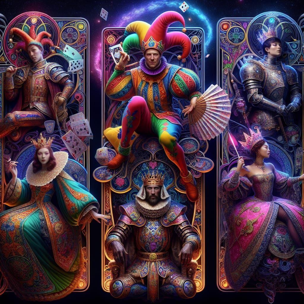 Art Nouveau Playing Cards in Ethereal Blacklight