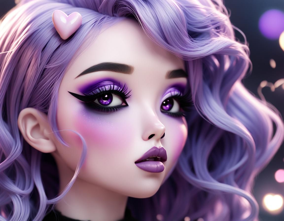 Anime Girl Blowing Kiss in Bratz Doll Style