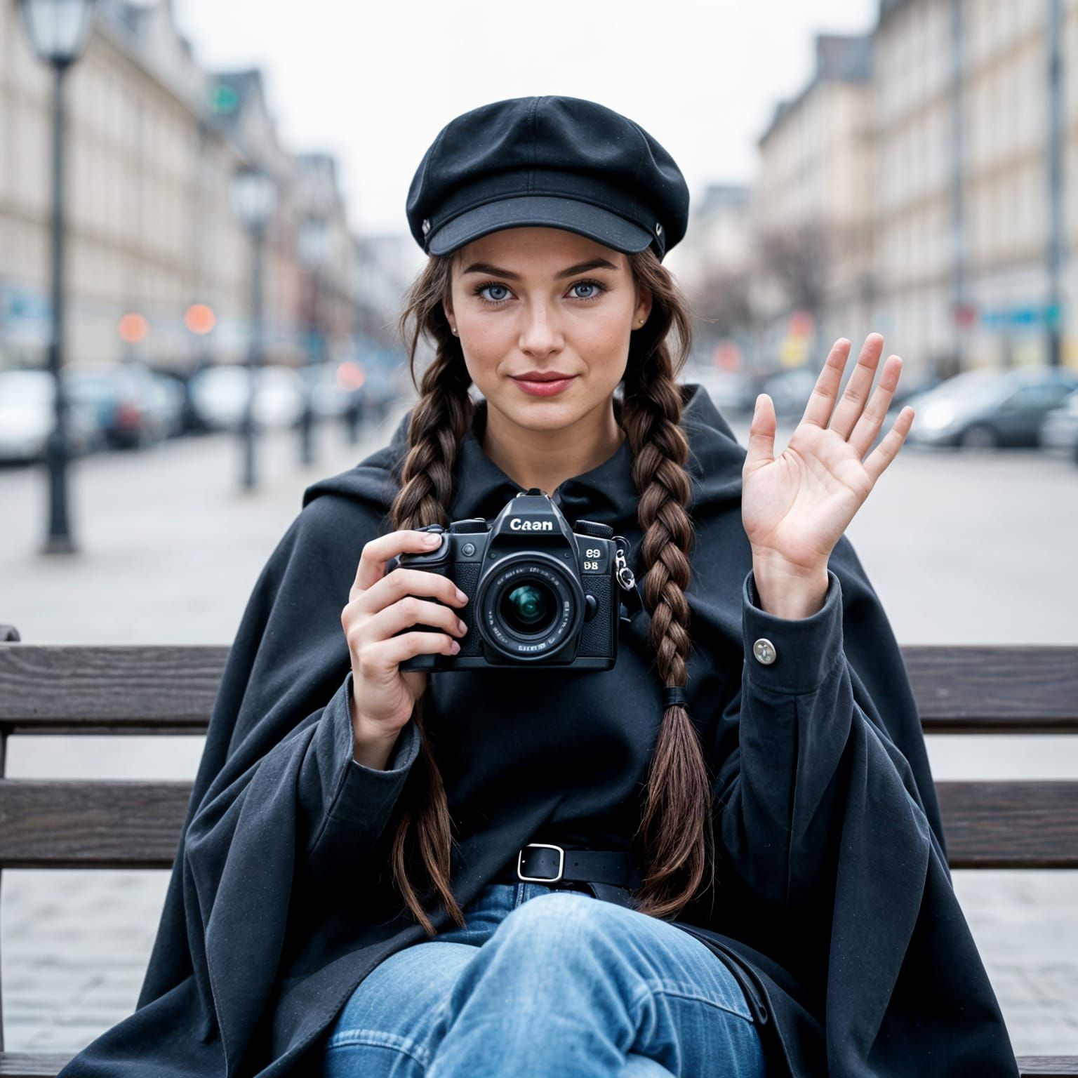 Woman with Camera Gun Aims Boldly in Crime Film Style