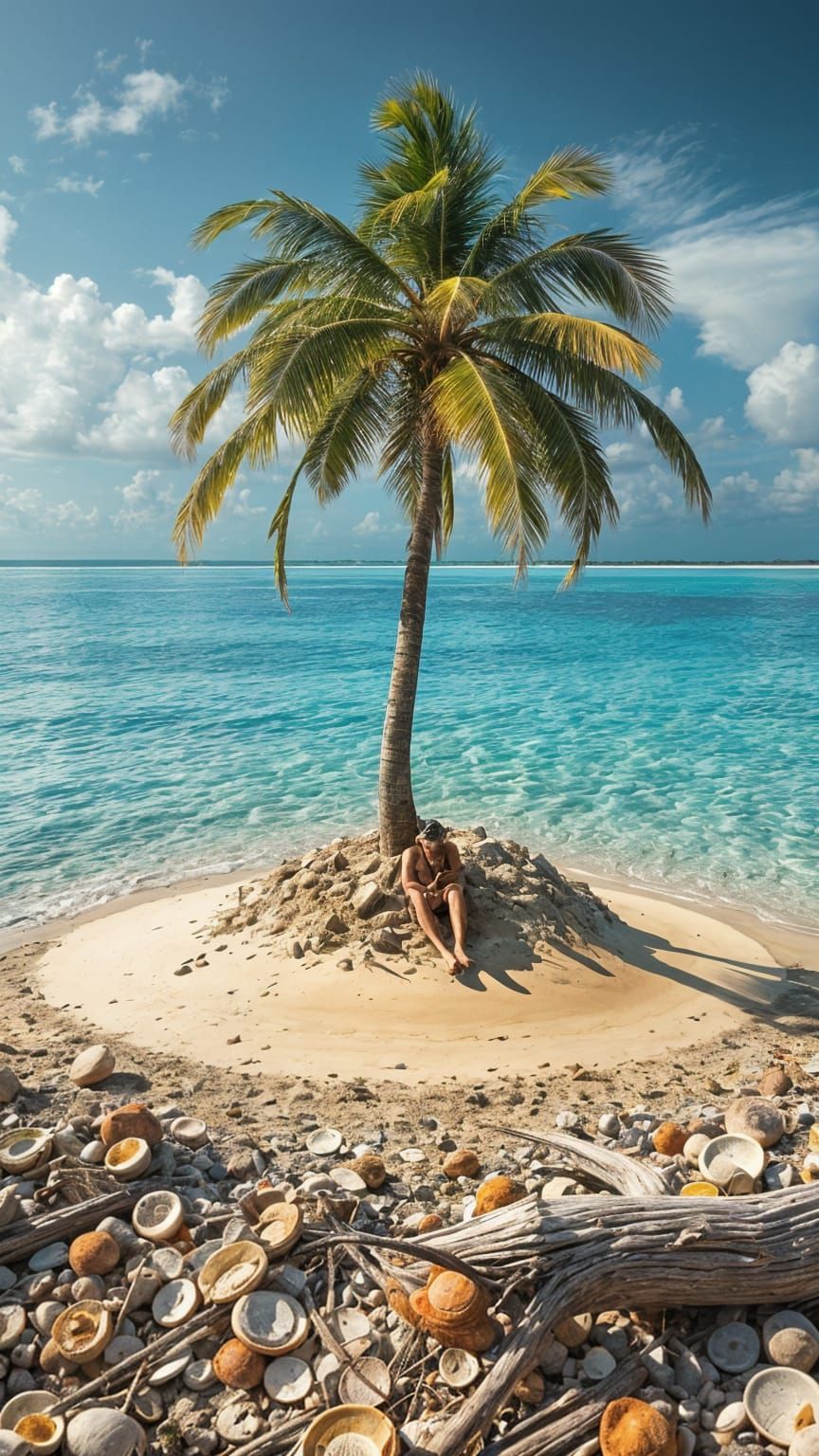 Secluded Island with Solitary Palm Tree