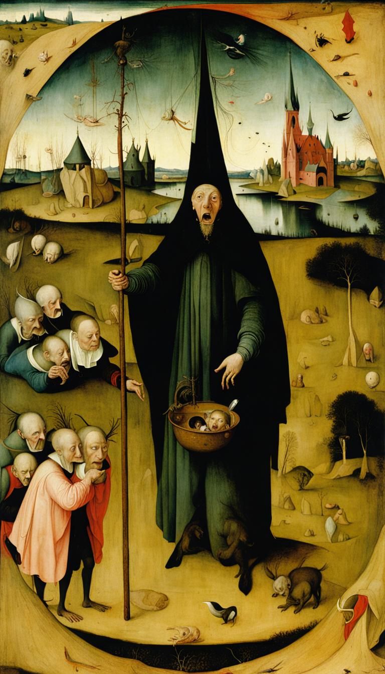 Surreal Visions of Fear: A Bosch-Inspired Artwork