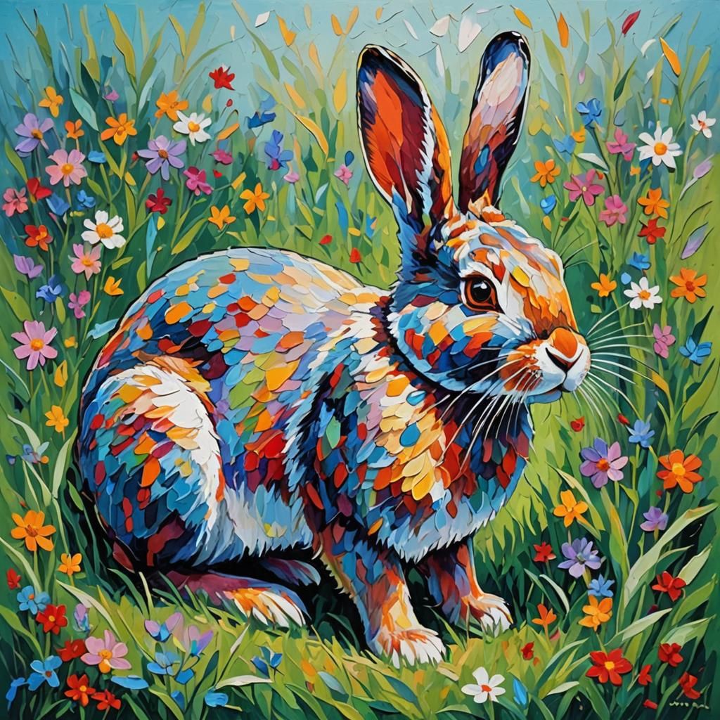 Rabbit in Expressionist Neo-Impressionism Style