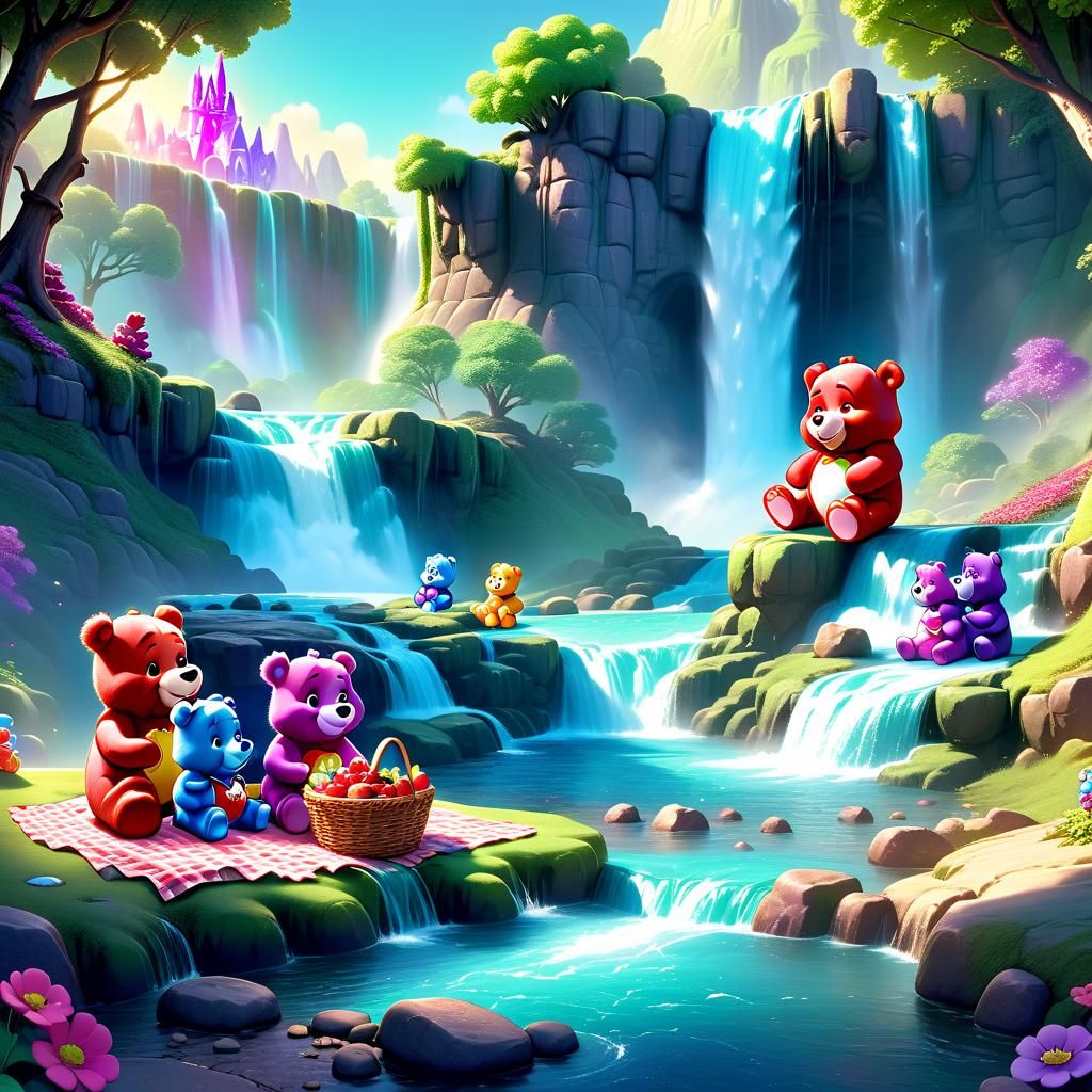 Care Bears Picnic by Enchanting Waterfall
