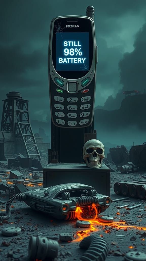 Cyberpunk Nokia 6310 Triumphs in Wasteland Apocalypse