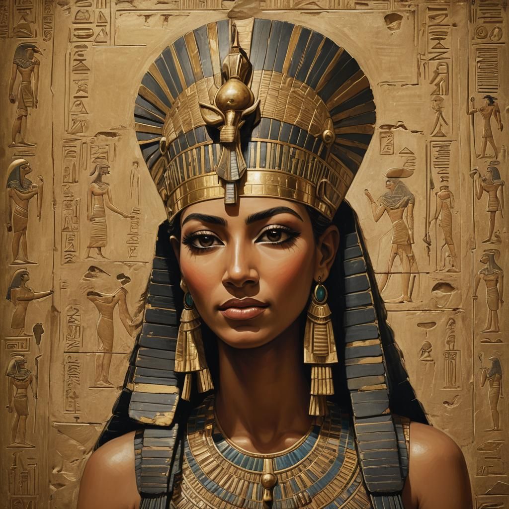 Egyptian Portrait of Queen Iset Neferti in Pharaonic Style