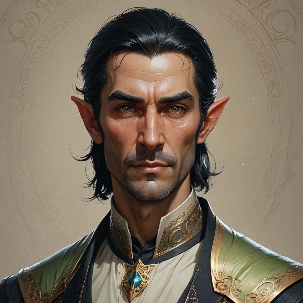 Elven Professor Portrait in Fantasy Art Style