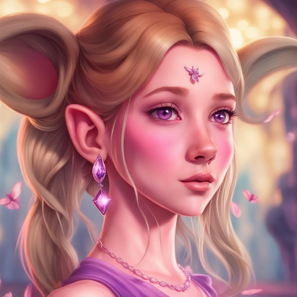 Pink-Haired Fairy with Purple Dress and Glow