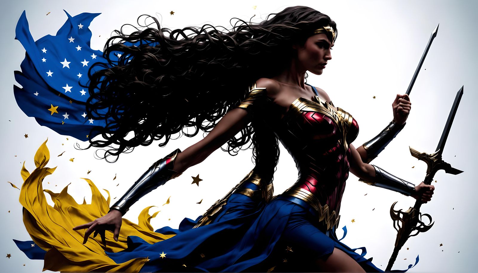 Wonder Woman Silhouette with Lasso of Truth