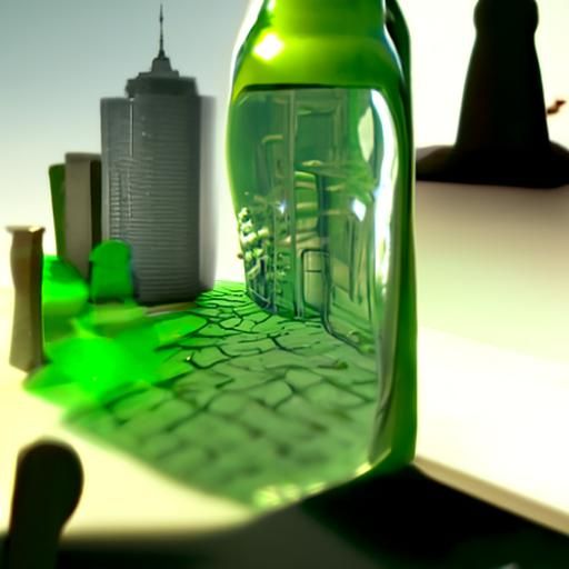 City in a Bottle: 3D Rendered Artstation Scene
