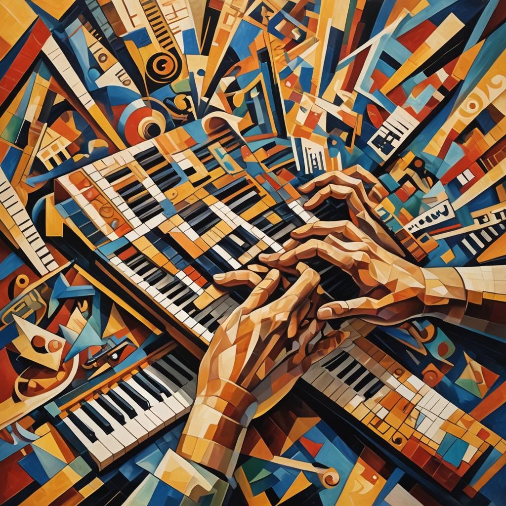 Cubist Keyboard with Art Deco Geometric Shapes