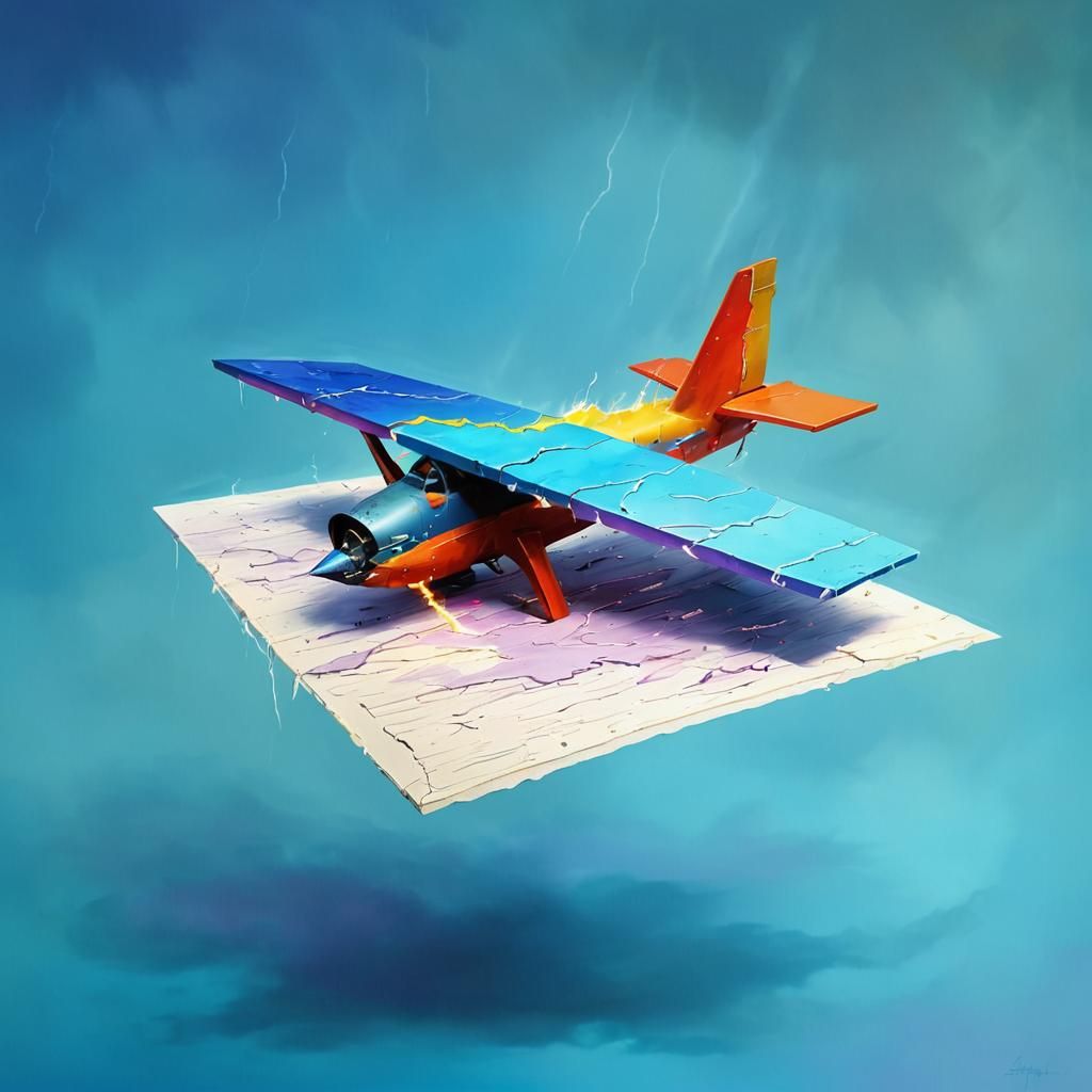 A strike of lightning hith colourful strikes