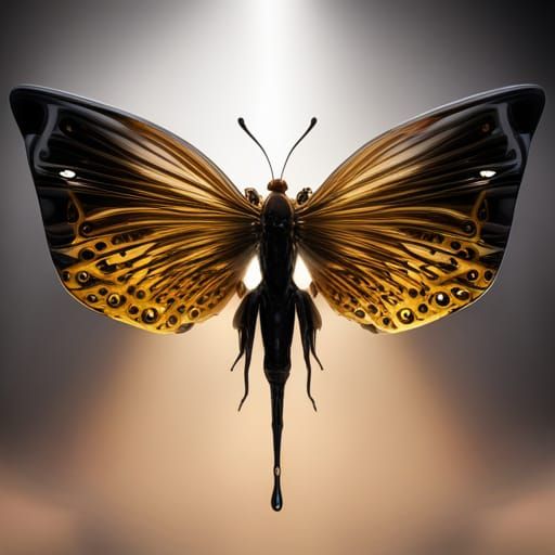 Fantastical Butterfly with Gold Accents