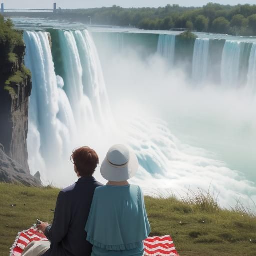 Futuristic Robot Meets Woman at Niagara Falls