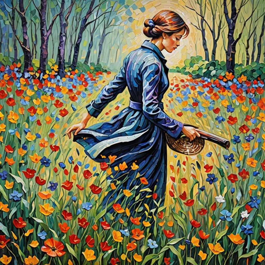 Colorful Expressionist Painting with Impasto Texture