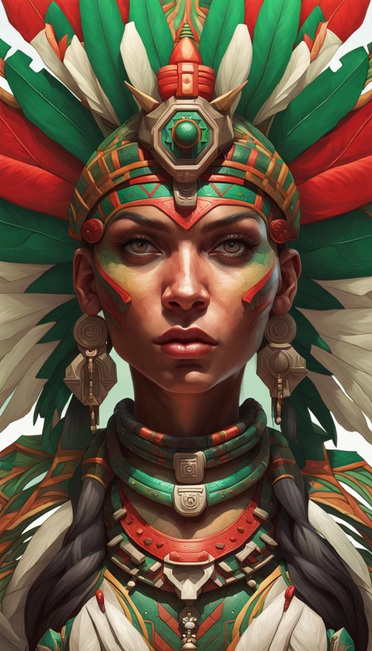 Aztec Queen Bee Portrait in Hyperdetailed Digital Art