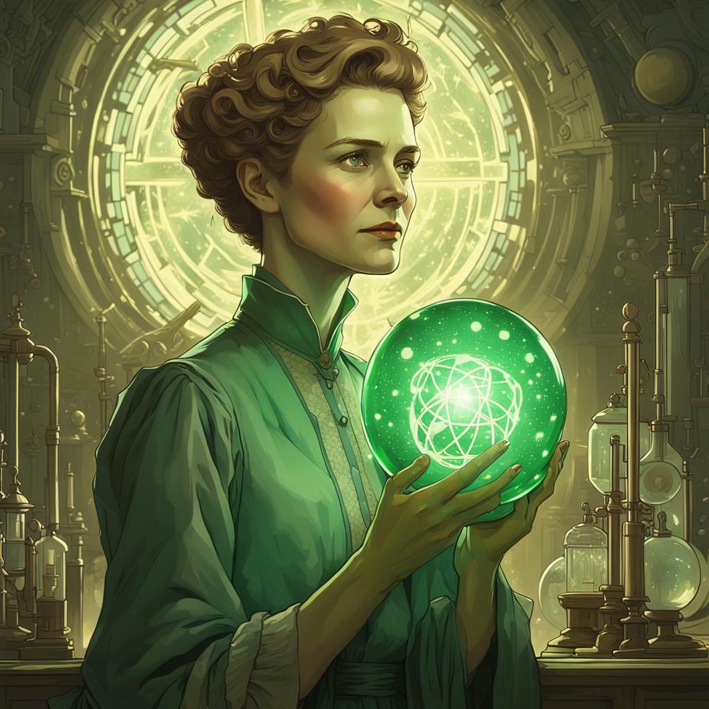 Scientist Holding Glowing Orb in Edwardian Lab