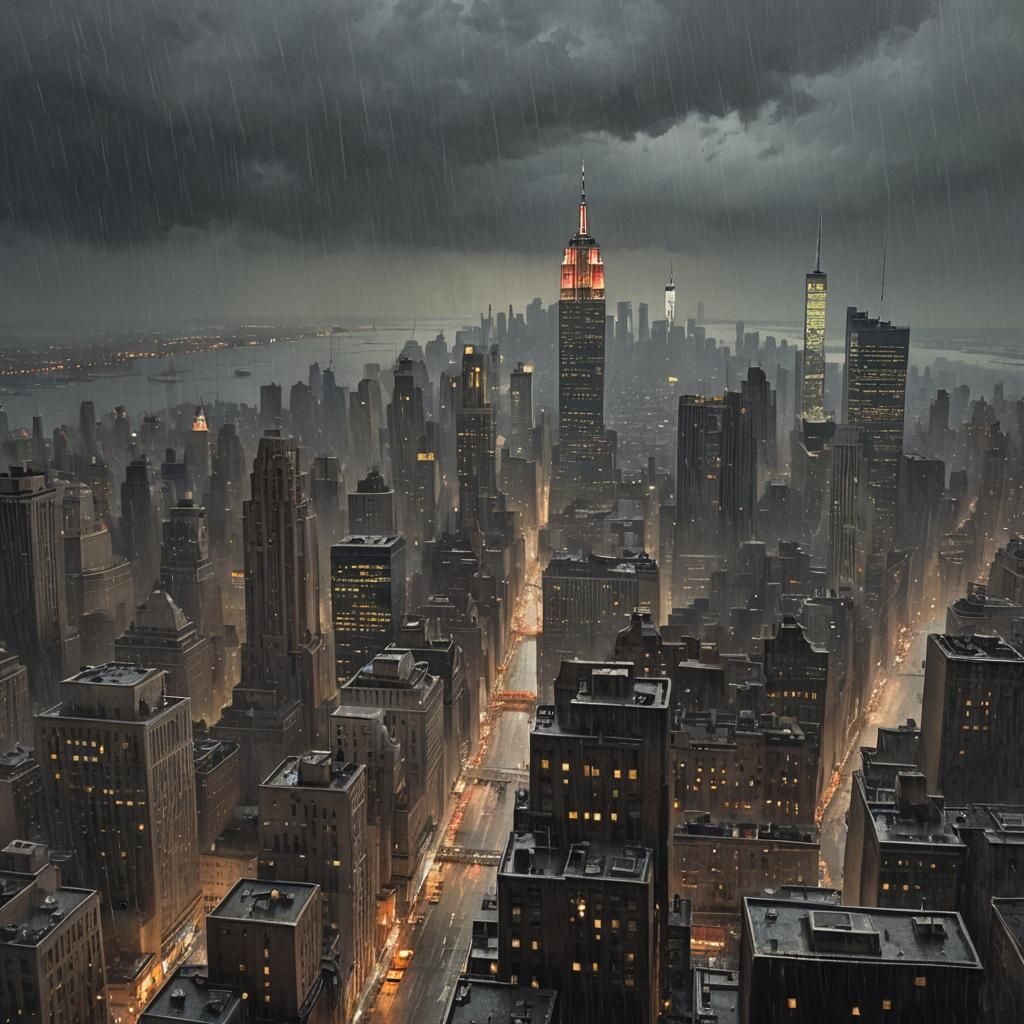 New York City in Heavy Rain: Sinister Painting