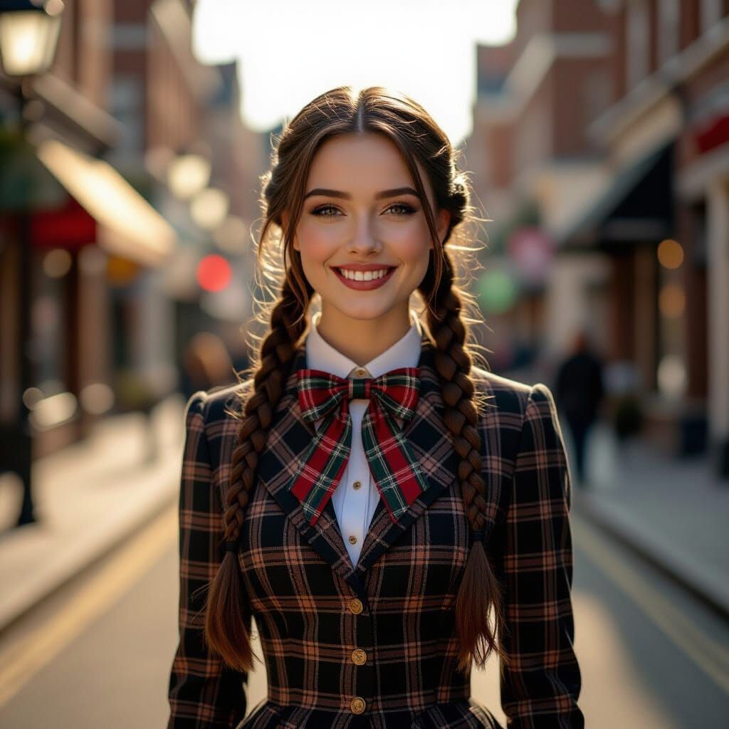 Gothic Lady in Victorian Plaid Dress
