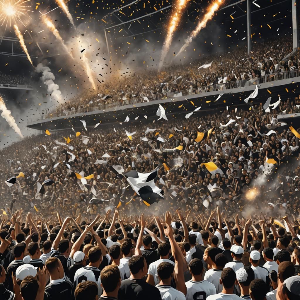 Majestic Football Stadium Crowd in Hyperrealistic Style