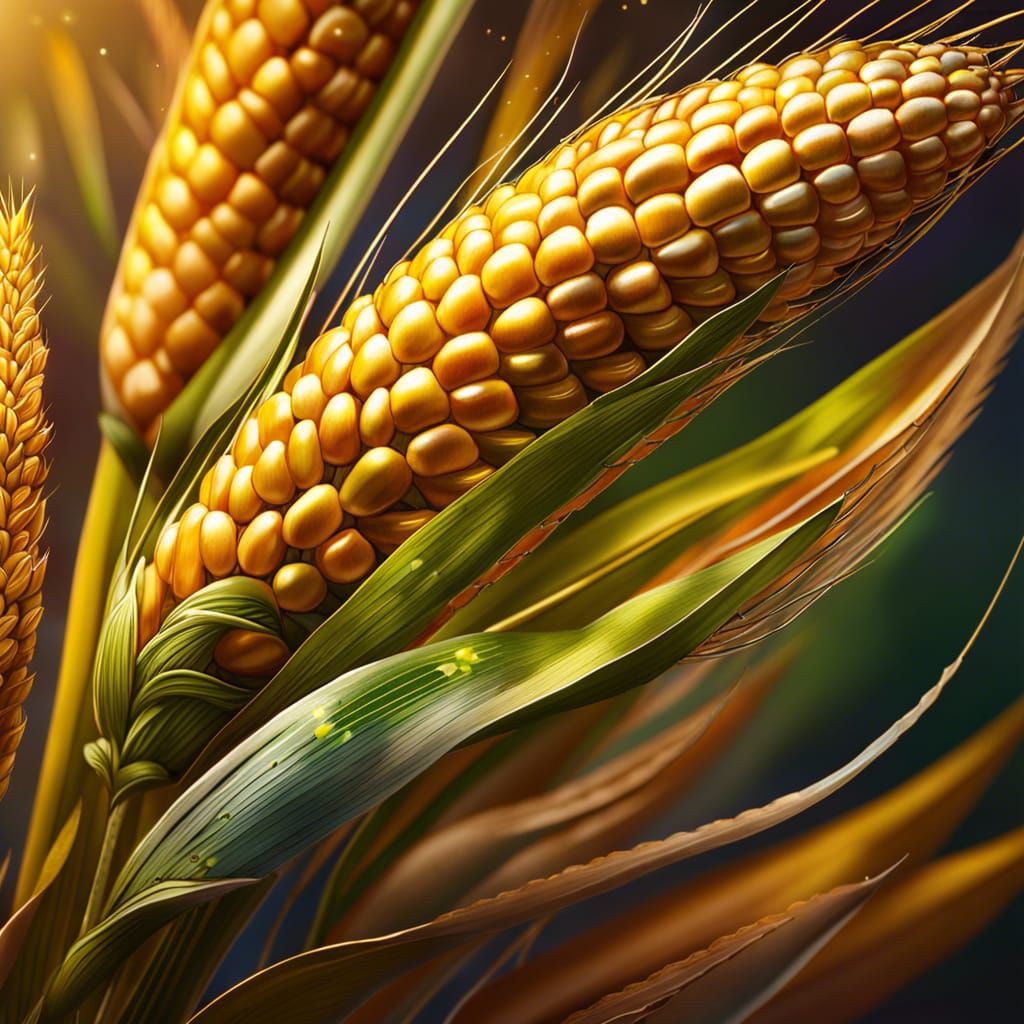 Hyperrealistic Ear of Corn in Detailed Field